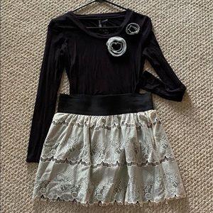 Black long sleeve top and skirt